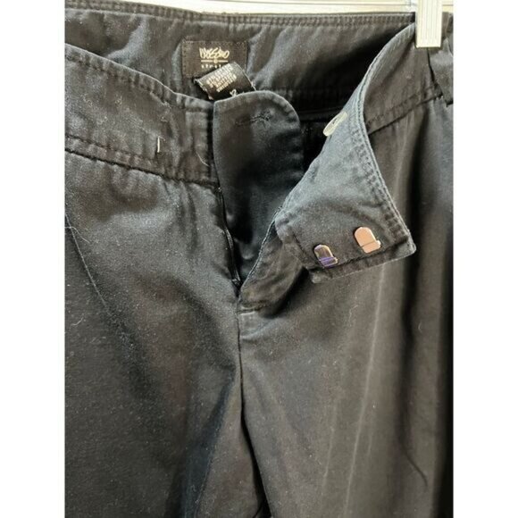 Massimo Black Stretch Capri Pants Womens Size 12 Cotton Blend With Side Tab Deta - Picture 3 of 6